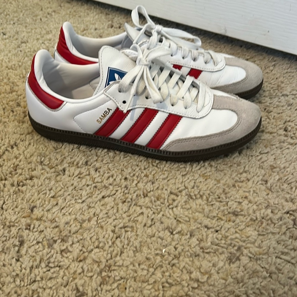 Adidas Samba White and Red Sneakers